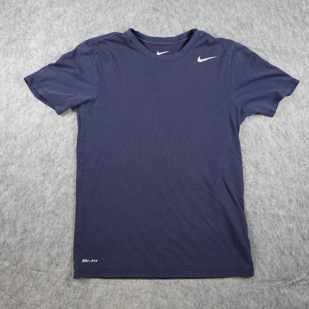 Nike Shirt Mens Small Navy Blue Dri Fit Athletic Cut Short Sleeve Swoosh Tee